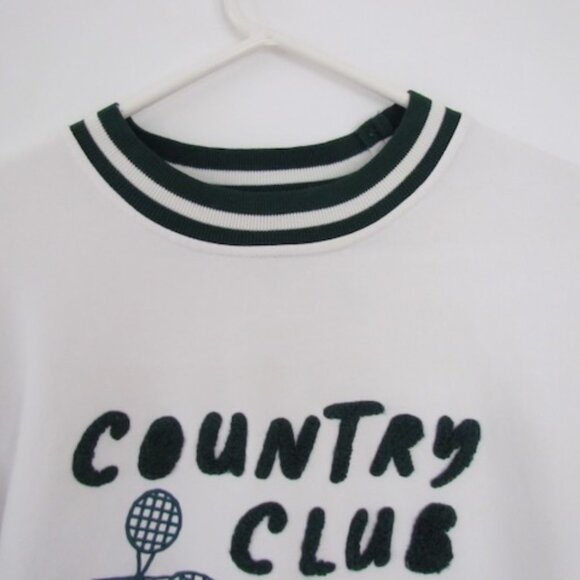 Ellsworth + Ivey Country Club Sweatshirt Sz S Tennis Racket Motif White & Green - Picture 6 of 11